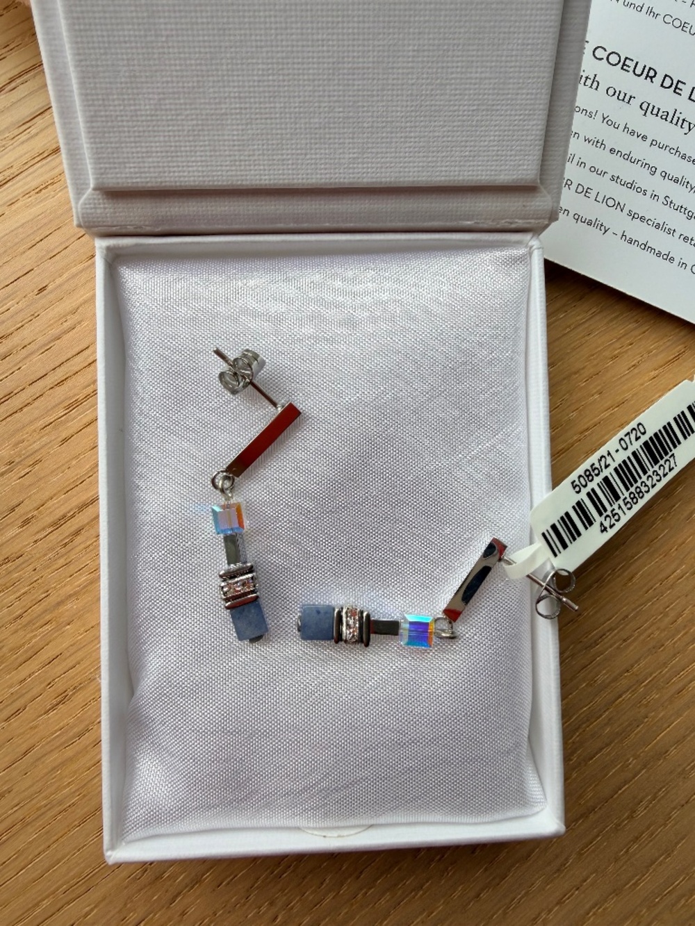 Coeur de Lion- GEOCUBE earrings- blue and silver